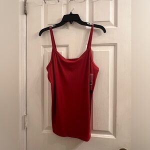 Size XL extra large rust red orange ribbed fitted sleeveless top tank cami